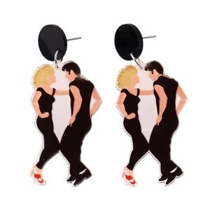 Grease Inspired Sandy And Danny Cartoon Lightweight Acrylic Dangle Earrings